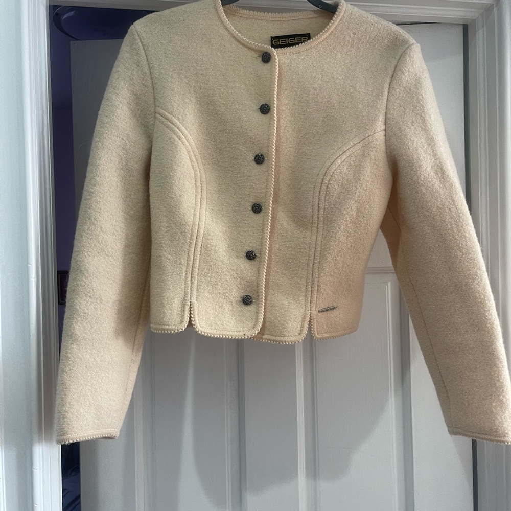 100% Cream Geiger Wool Cardigan